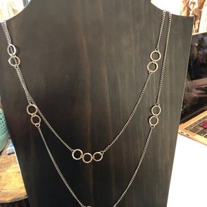 Silver Tiered Necklace with circles